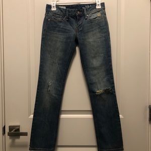 Gap 1969 Real Straight Destroyed Low Rise Denim Blue Jeans 24P 00P